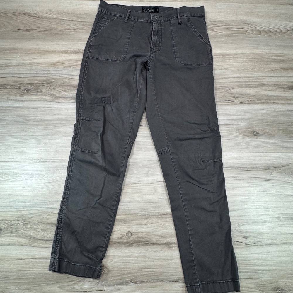 Lucky Brand Women Charcoal Gray Utility Cargo Pants Straight Leg Size 8/29 Retro